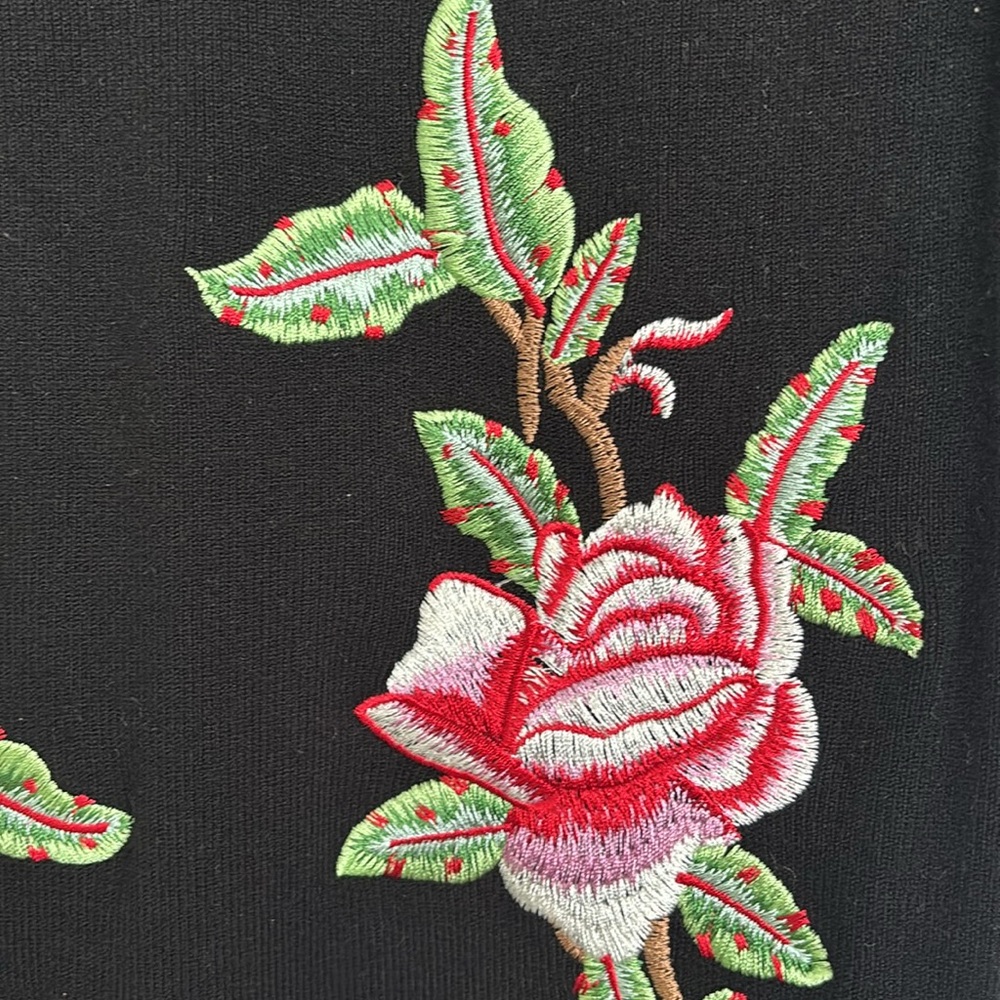 INC International Concepts Black Daisy/ Rose Embroidered Knit Dress, Size Small - Picture 13 of 14